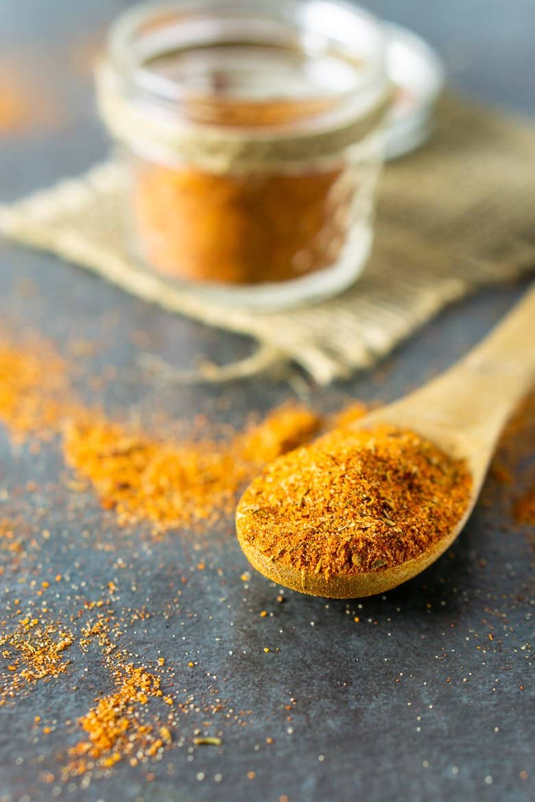 A spoonful of homemade Cajun seasoning.