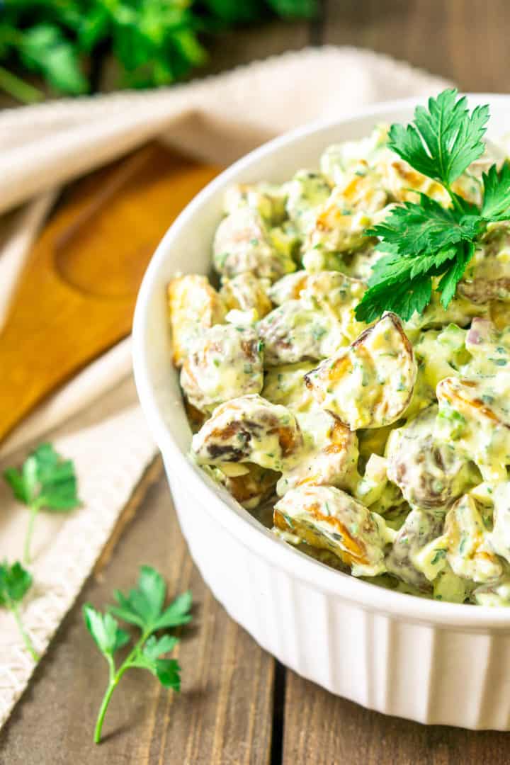 Herbed Roasted Potato Salad - Burrata and Bubbles