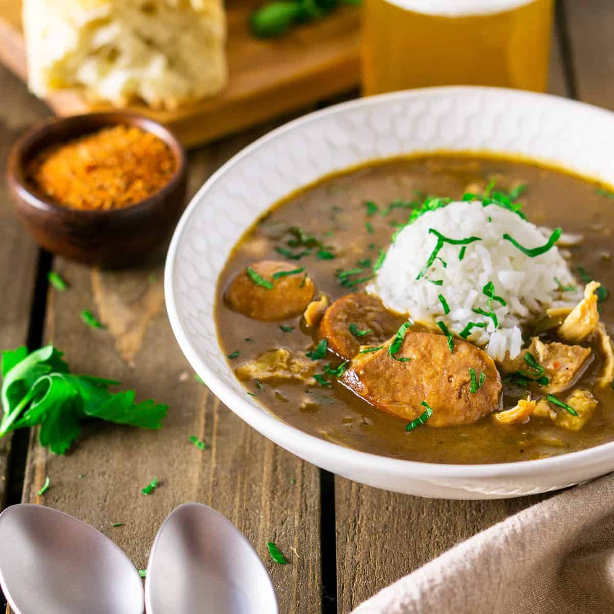 Gumbo Soup With Chicken, Shrimp & Andouille Sausage