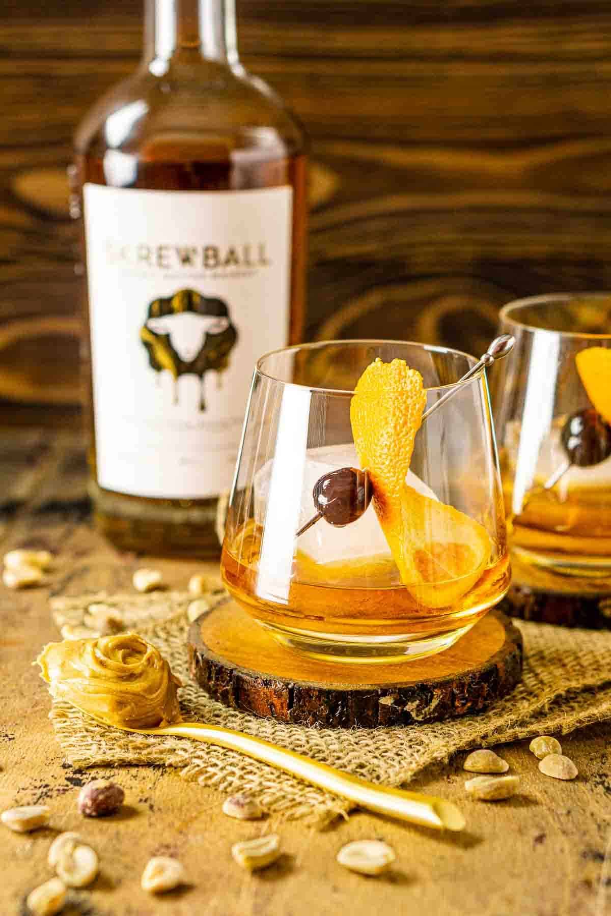peanut butter whiskey drinks - skrewball old fashioned