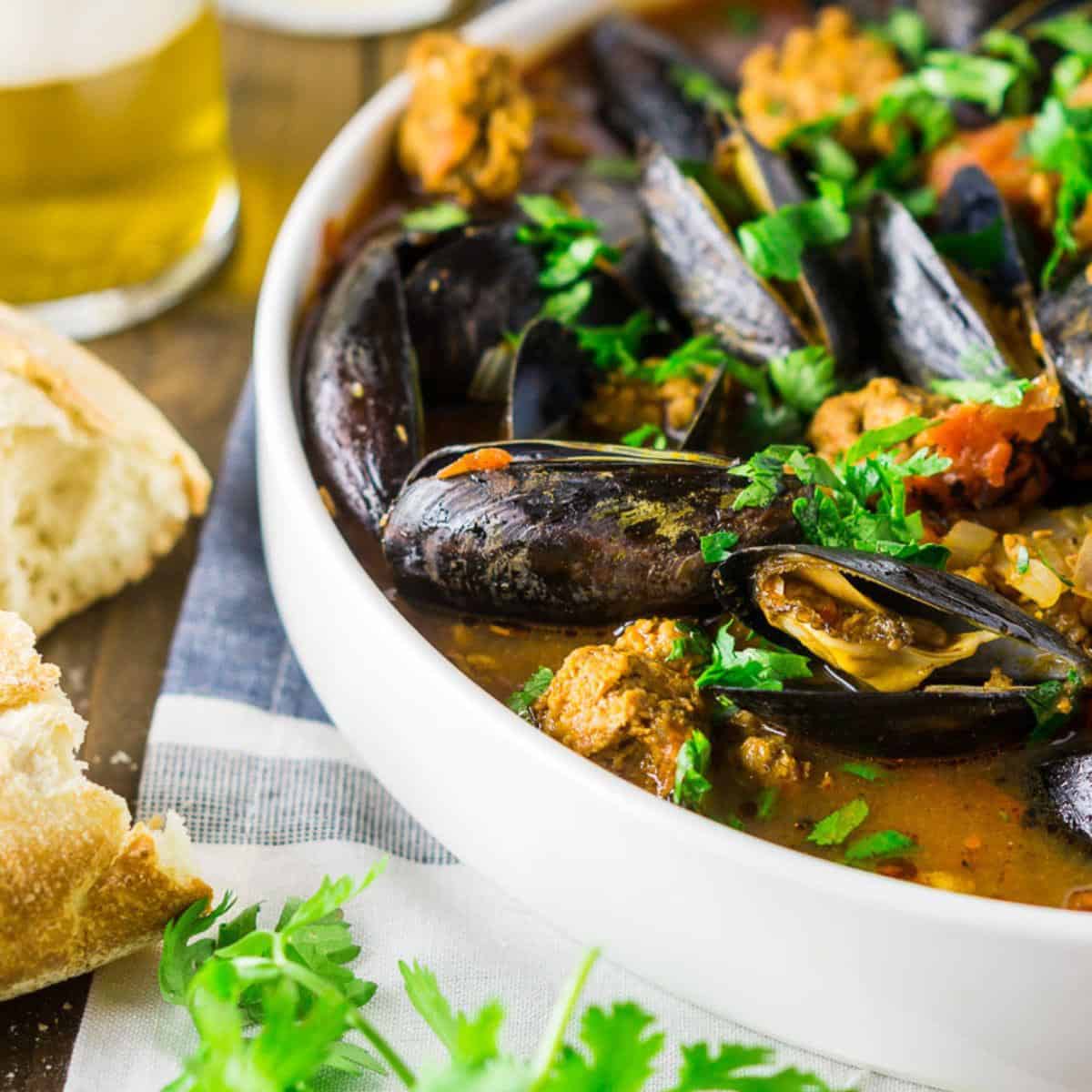 Mussels with Chorizo soup