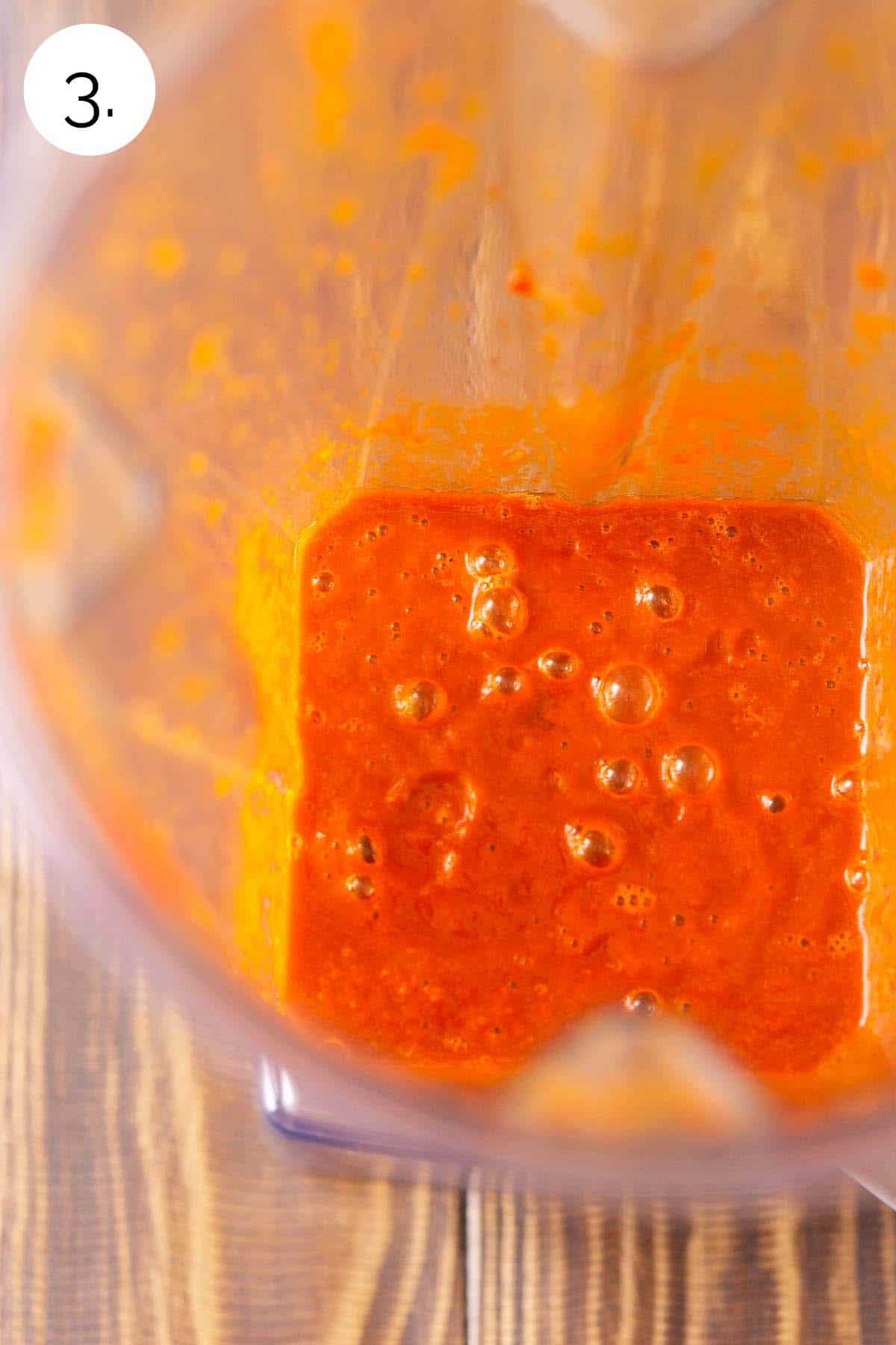 The dried chile paste in a blender until the mixture turned nice and smooth after processing.