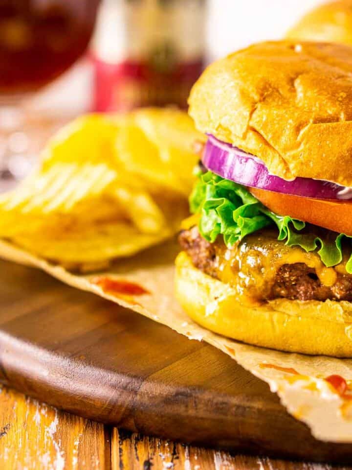 Minted Lamb Burgers With Tzatziki Sauce Burrata and Bubbles